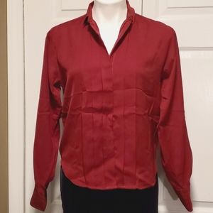 J.G. Hook Petites Button-Down Women's Burgandy Long Sleeve - Size Small/Medium